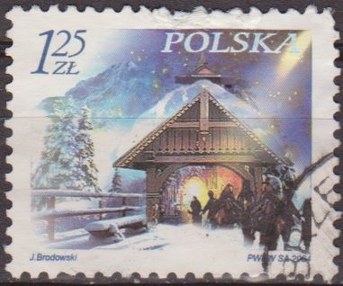 z vendido Polonia 2004 Scott 3760 Sello º Navidad Christmas Fieles en el Santuario Pologne Polska Poland Polen